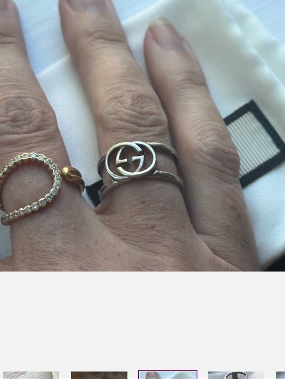 Gucci Double G Ring 925 Sterling Silver Sz 5 - Picture 9 of 10